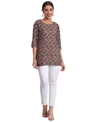 Image of PATLANI Women's Cotton Printed Short Fullstitched Kurti /Kurtas.