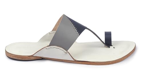 Image of KORAKARI Mens Kolhapuri Chappal, Handcrafted Sandal, Smooth and Comfortable Flip Flops Slipper Anti Slip Design Genuine Leather Traditional Footwear.