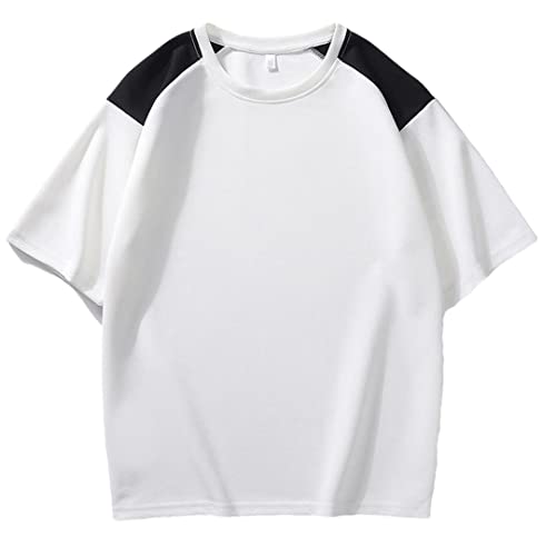 T-shirt d'été surdimensionné blanc XXL homme au col rond Lmtossey