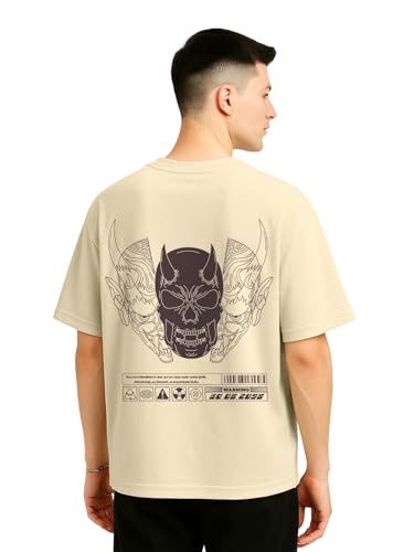 Image of Veirdo Cotton Drop Shoulder Round Neck Oversized Baggy Fit Front & Back Graphic Printed Half Sleeve T-Shirt Men (Available in from S to 2XL)