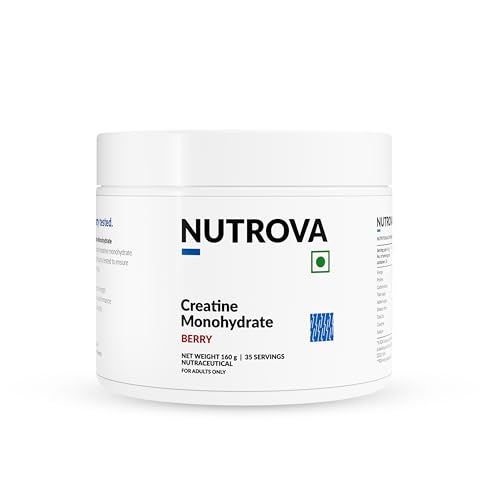 Image of NUTROVA Creatine Monohydrate (Berry) | 100% Micronised | Third-Party Tested | Supports Strength, Lean Mass & Brain Energy | 0 Calories | 35 Servings | 160g