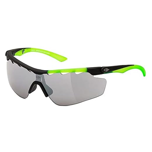 Mormaii Óculos de Sol ATHLON III M0005 A11 09 Preto Verde Fluorescente Lente Espelhada Prata Tam 134 Wrap-around Moderno Unissex-adultos