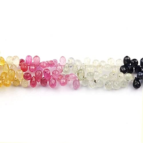 Multi Sapphire faceted drop beads 5mm-6mm en fil de 16 pouces pour bijoux