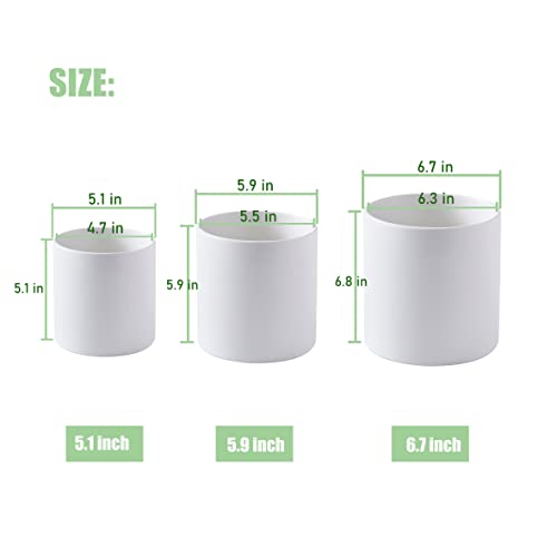Tagobar Plant Pots Planter Indoor - 5.1 Inch Modern Ceramic Pots For Plant Flower Pot With Drainage Hole For Home Office Decoration (White & Plant Not Included) #TOP1