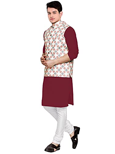 Image of OS MEN'S 3 PCS COMBO SET | KURTA + PYJAMA + NERHU JACKETS|COTTON KURTA PYAJAMS | SARTIN NERHU JACKET| SIZE M TO 2XL|