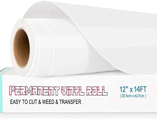 Lya Vinyl Permanent Vinyl for Cricut, 12" x 14Ft Glossy White Self Adhesive Vinyl Sheet for Cricut, Silhouette Cameo, Vinyl Roll for Deco, and Other DIY Projects