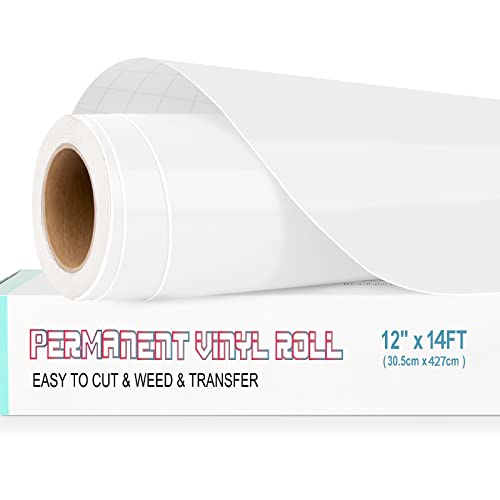 Lya Vinyl Permanent Vinyl Roll for Cricut, Silhouette Cameo - 12" x 14Ft Glossy White Self-Adhesive Sheet for Deco & DIY Projects