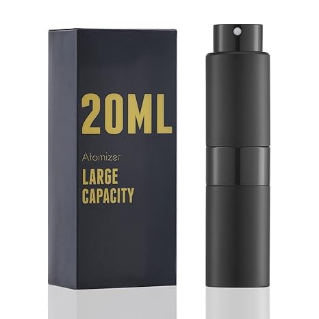 Perfume Atomizer Spray Bottle, 20ml, Black | Large Capacity, Travel Size, Refillable Design, Portable Dispenser, Matte Finish-image-15