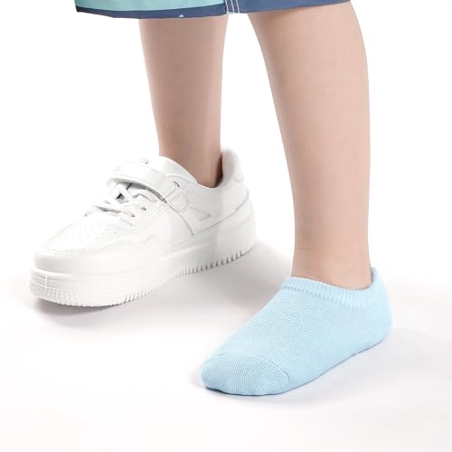 Image of 10 Pairs Kids Anti Slip No Show Socks, Unisex Socks 2-14 Years | Low cut invisible design hidden inside sneakers,3 thick silicone heel strips offer strong grip