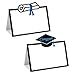 48 Pcs Graduate Place Cards, Congrats Grad Folded Buffet Food Labels and Tent Name Cards for Graduation Party Table Setting Decorations Supplies (Blue)