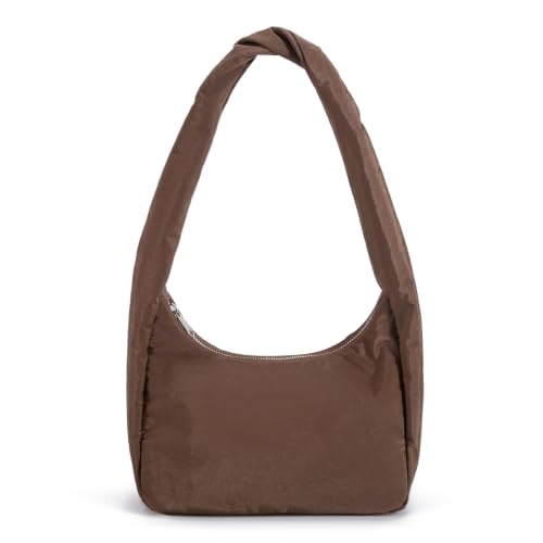 hibear Slouchy Shoulder Bag Small Nylon Meringue Bag for Women Trendy Handbag Hobo Bags for Travel Work College (coffee) - image 1