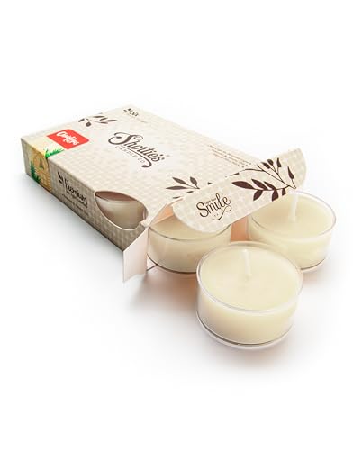 Shortie's Candle Company Christmas Eve Premium Tealight Candles - 6 Beige Highly Scented Tea Lights - Beautiful Candlelight - Made in The USA - Christmas & Holiday Collection