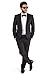 Slim Fit 1 Button Peak Satin Lapel Men's Tuxedo AZAR (52 Long 44/45 Waist 34 Length, Black)