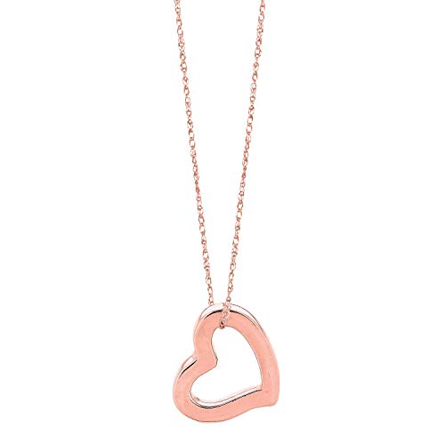 Finejewelers 14K Rose Gold Open Floating Heart Pendant Necklace on a 18 Inch Chain