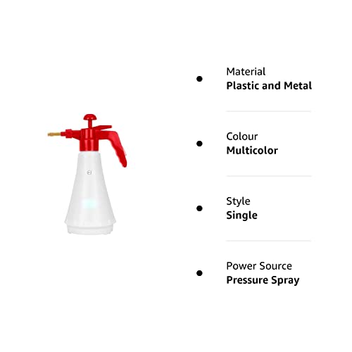 Kraft Seeds Pressure Spray Pump (1000 Ml) |Plastic Spray Pump For Gardening |Sprayer For Garden Plants | Pressure Sprayer For Home Gardening | Easy Use Spray Pump, Hand Powered, White And Red