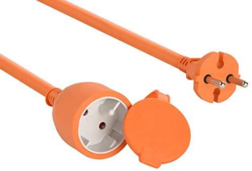 SutMsh Alargador Electrico 30m Cable Alargador Corriente Alargador Corriente para Exteriores Prolongador Electrico de Color Naranja