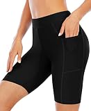 ATTRACO Swim Shorts for Women High Waist Bathing Suit Bottoms Tankini Shorts Black L