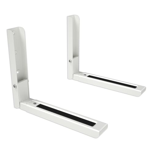 MAHARA Microwave Oven Shelf Brackets - Wall Hanging Microwave Shelf Adjustable Depth - Wall Mount Hanging Shelf Max 45kg - Space Saving Microwave Brackets Wall Shelf - Kitchen Storage & Organisation