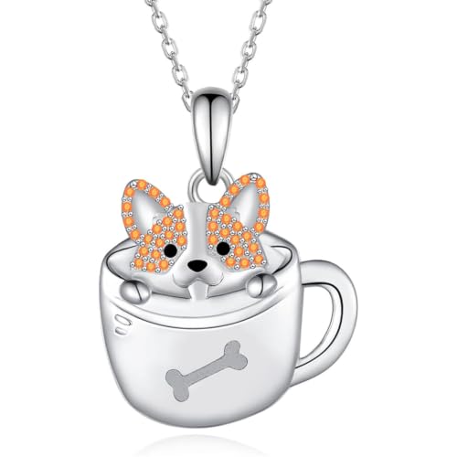 Collier pendentif en tasse de café pour femmes amoureuses des chiens