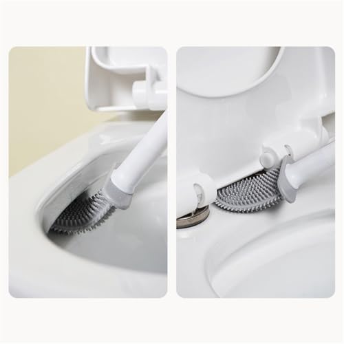 Image of Silicone Toilet Brush 2 Pieces,RV Toilet Brush ,Flexible Brush Head Clean Gaps,Detachable Handle Wall Mounted RV Supplies ,Suitable for RV, Camping Vehicles, and Household Bathroom Cleaning Supplies