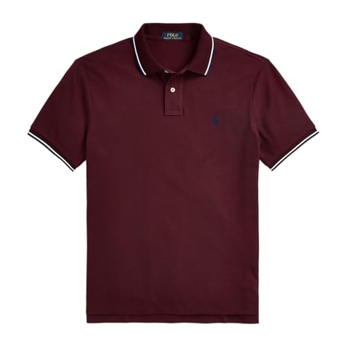 Image of POLO RALPH LAUREN Men's New Classic Fit Polo Shirt (US, Alpha, X-Large, Regular, Regular, Burgundy (Tipped Collar))