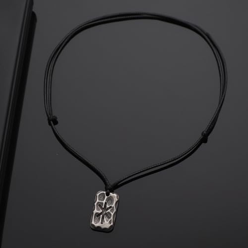 Image of Ankiyabe Stainless Steel Norse Viking Rune Pendant with Adjustable Braided Rope Good Luck /Love /Strenght /Health Viking Symbol Necklace for Men Women