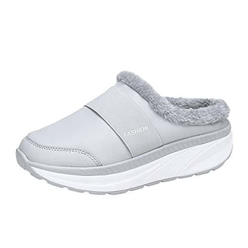 Chaussures de foot mode cuir pour femmes avec semelles épaisses et légères confortables en gris