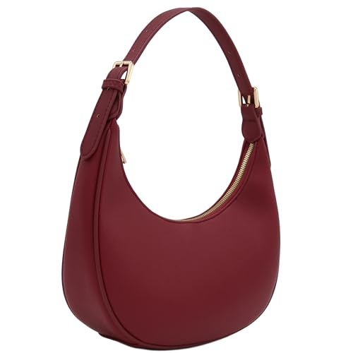 FashionPuzzle Elegant Crescent Shoulder Bag Underarm Purse (Wine)