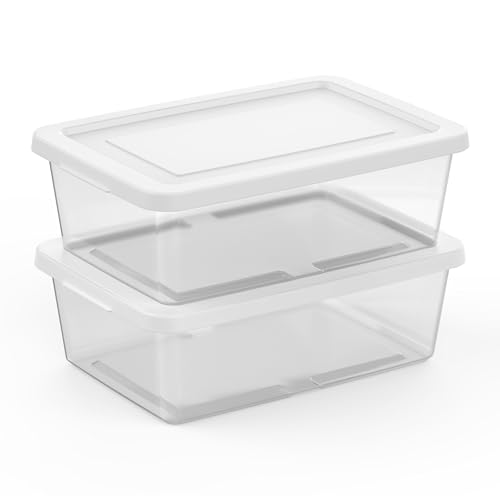 Image of Sterilite Storage Box Stackable Tote, White, 12 Quart, 12 Pack