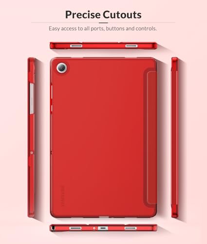Image of MoKo Case for Samsung Galaxy Tab A11+ Plus 11 inch 2025, Red | Fit Samsung Galaxy Tab A9+ Plus 2023 with Soft TPU Translucent Back Protective Cover Trifold Stand Case, Auto Wake /Sleep