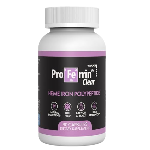 Proferrin Clear Heme Iron Supplement 90 Capsules- Superior Absorption Easy on The Gut Natural Made in The US