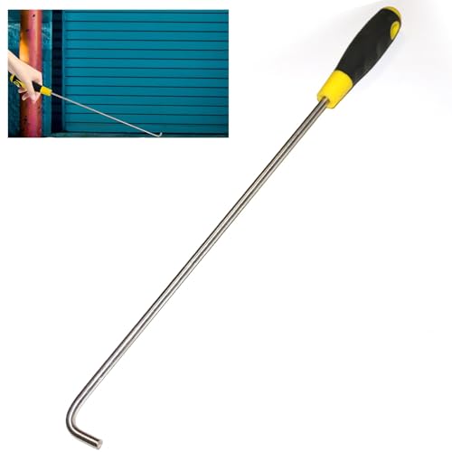 ZIMGOD Stainless Steel Roller Shutter Door Hook with Rubber Handle, Single Manhole Cover Pulling Tool for Moving, Home Garden Drain Grate Puller(70cm (27 1/2