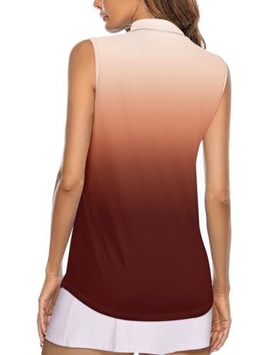 Image of Koscacy Women's Sleeveless Golf Tennis Polo Shirts Zip Up Dry Fit Workout Tank Tops Athletic Shirt