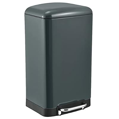 Kitchen Move Poubelle de cuisine à pédale 40L Design Greenwich Gris mat en acier Inox avec seau couvercle bombé