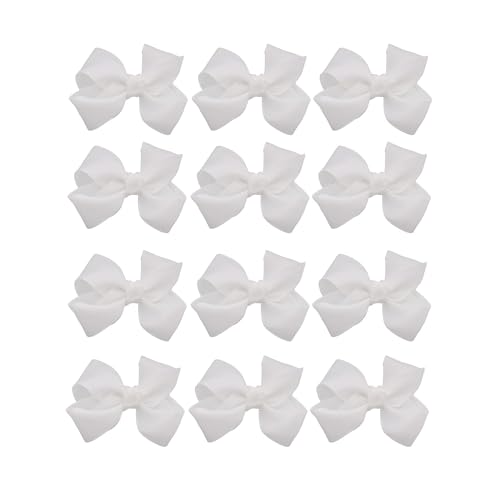 Image of Small Solid Bows for Girls - Set of 12 (White)