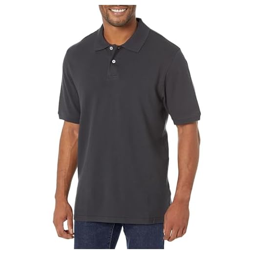 Amazon Essentials Men's Regular-Fit Cotton Pique Polo Shirt (Available in Big & Tall), Black, Medium