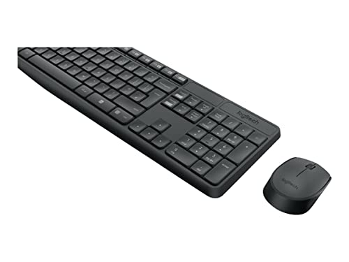 Logitech MK235 Kabelloses Set mit Tastatur und Maus für Windows, US QWERTY-Layout - Grau
