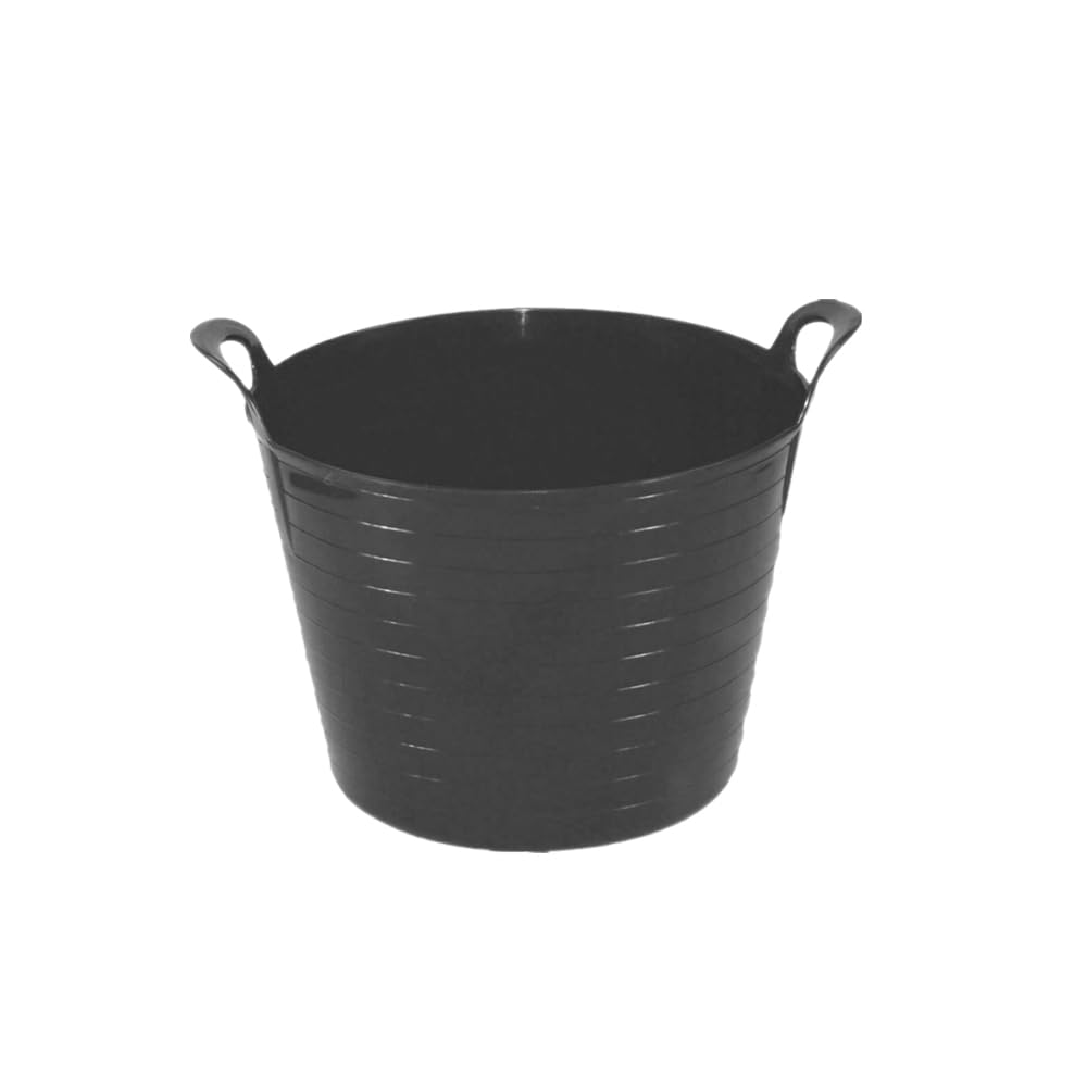 JMS we create smile - Genuine Flexible Tub Trug | Horse Feeding Bucket - Animal Feed Waste Collector | Multipurpose Flexible Rubber Storage Container Buckets - MADE IN UK. (BLACK, 26 Litre) — image 1
