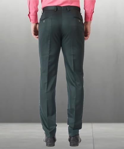 Image of MALENO Men's Slub Effect Solid Trouser | Classic Slim Fit Formal Trousers for Men | Slim Fit Trousers for Men