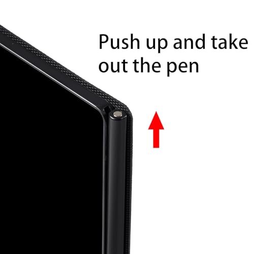 Image of LCD Writing Tablet 6.5in Fine Tip with Leather Case and Hanging Pen | Fine-tip writing tablet supplied with a protective leather case and hanging stylus