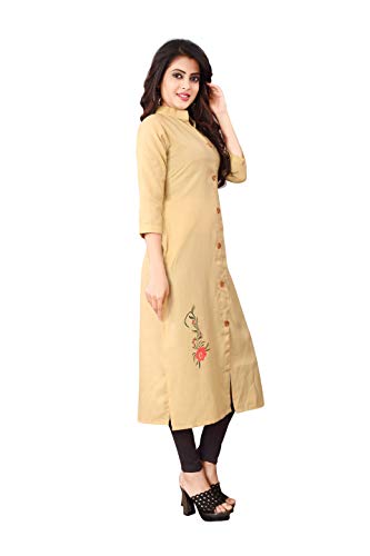 Image of OM SAI LATEST CREATION Slub-Rayon Three-Fourth Sleeve Printed A-Line Kurti for Women