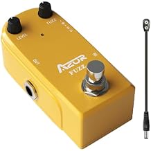 AZOR Vintage Fuzz Guitar Effect Pedal True Bypass Mini Pedal with Guitar Pedal Power Cable,9V Battery Clip Converter Power Cable