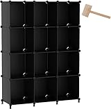 AWTATOS Regalsystem mit 12 Würfeln, Würfelregal, DIY, PP-Kunststoffplatten, Kleiderschrank, Schuhregal, Schlafzimmer, Ankleidezimmer, Wohnzimmer, schwarz ULPZ006