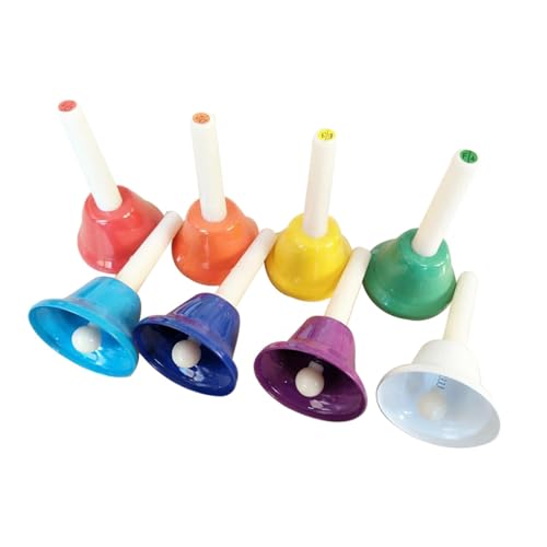SEUNMUK Lot De 8 Clochettes Colorées Pour Débutants, Cloches Diatoniques Colorées En Métal Pour Enseignement Musical, Chœur D'église, Mariage, Fête De