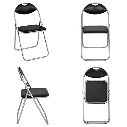 Image of Giantex 6-Pack Folding Chairs Set - Waiting Room Chairs with Padded Seats and Carrying Handle for Desks Home Office Steel Guest Reception Party Poker Stackable Conference Chairs Pack of 6
