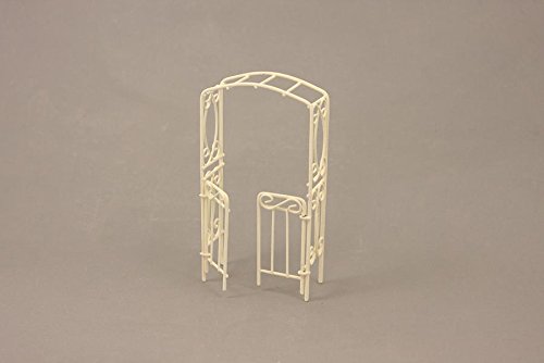 Unbekannt Miniatur Modell Minigarten, Rankbogen mit Türen, weiß Höhe ca. 15cm