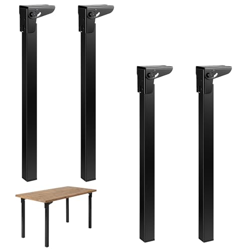 Yuanan 4 Pack Folding Adjustable Square Table Legs 16 Inch Metal Foldable Furniture Legs with Screws Metal Coffee Tables Leg with Self Locking for Home Nightstand DIY Table Cupboard Dresser