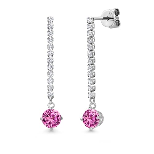 Gem Stone King 14K White Gold Pink Created Sapphire and