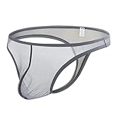 BIATWOWR Herren String Tanga Slips Transparent Unterwäsche Sexy Unterwäsche für Männer Dunkelgrau XL