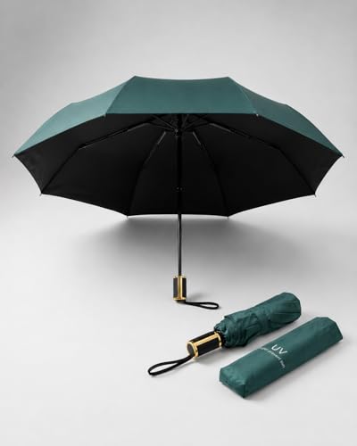 Image of UV Protection Compact Folding Umbrella for Men & Women || Windproof, Waterproof Travel Umbrella with Storage Case || Sun & Rain Protection || Lightweight Portable Umbrella